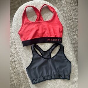 Under Armour Women's Coral Red & Charcoal Gray Sports Bras